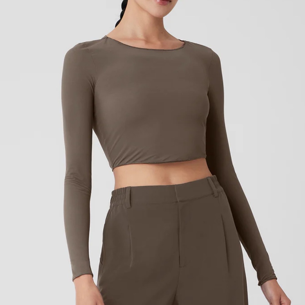 Alo yoga Mesh Sheer Illusion Long Sleeve - olive / S
